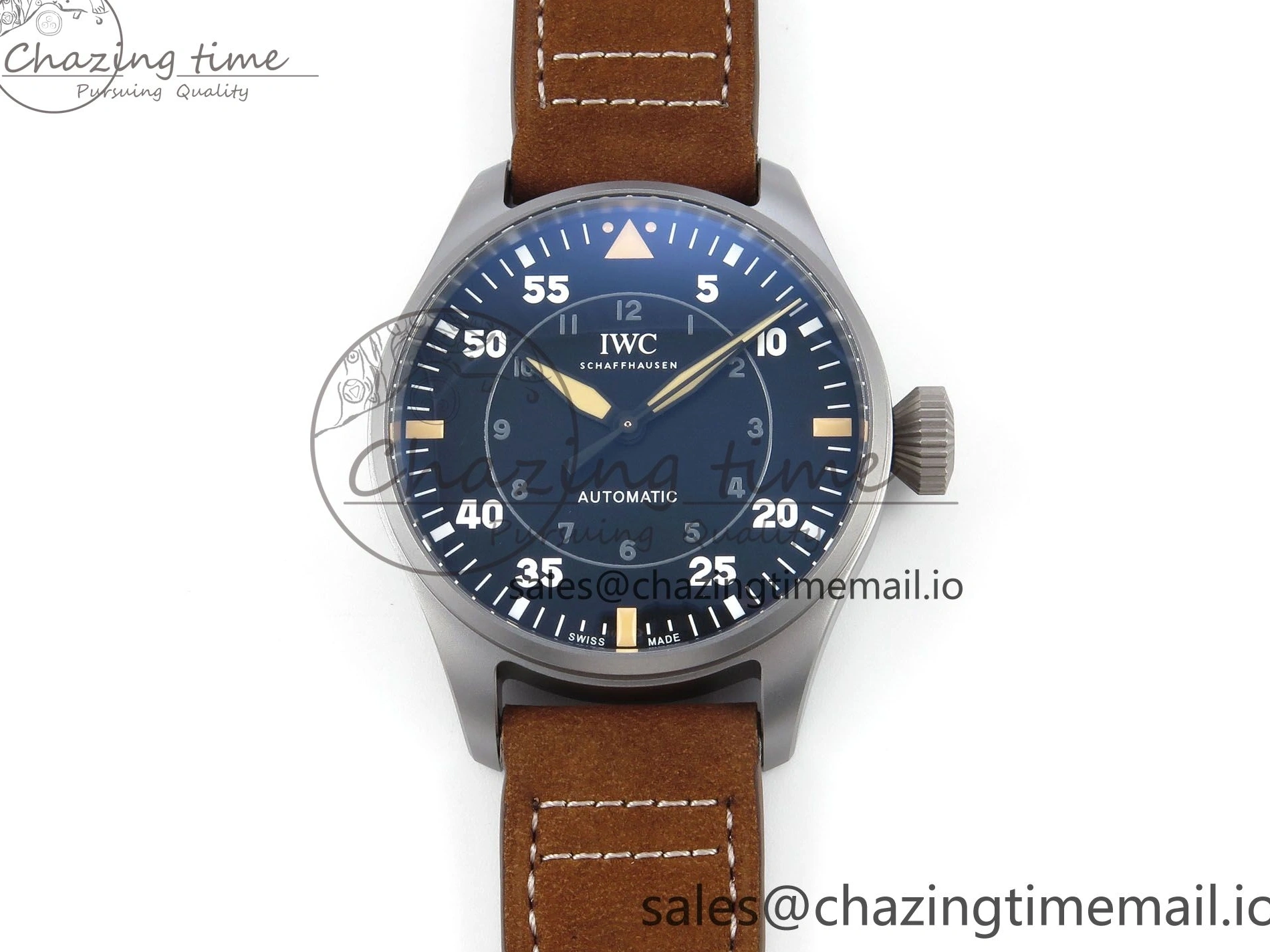MIROTIME 0130 Big Pilot IW329701 M+F 1:1 Best Edition Black Dial on Brown Leather Strap MY RelaxedFit 7005